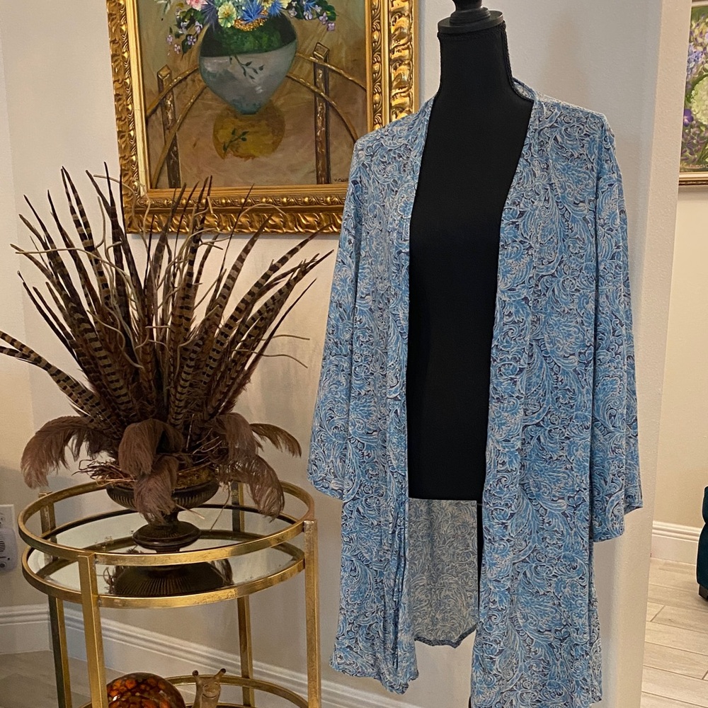 Haute Hippie Blue Paisley kaftan large